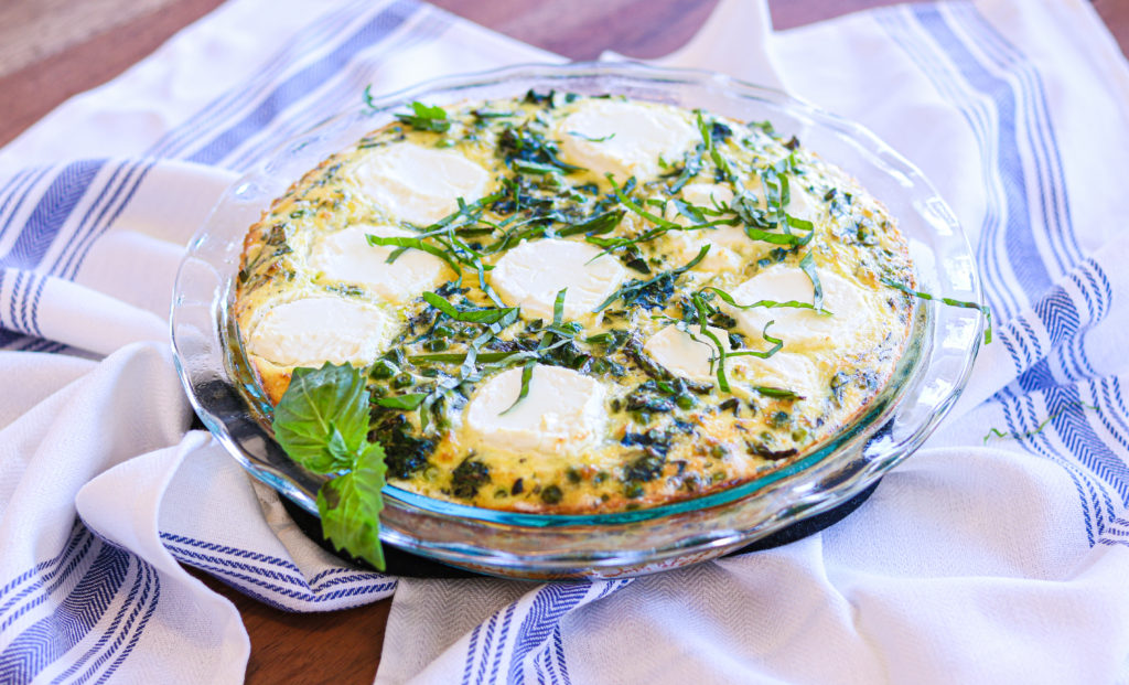 Gluten free greens and goat cheese frittata by Sisters Sans Gluten