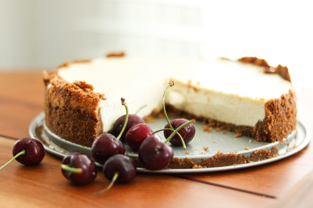 Whole gluten free cheesecake with cherries by sisters sans gluten