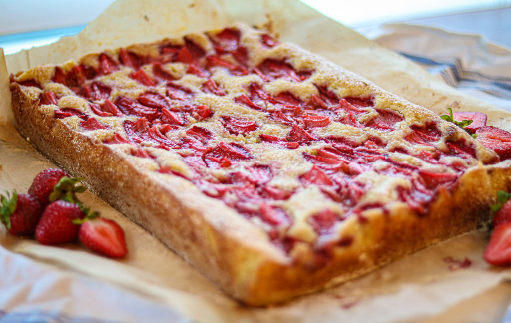 A whole gluten free strawberry ginger snacking cake by sisters sans gluten