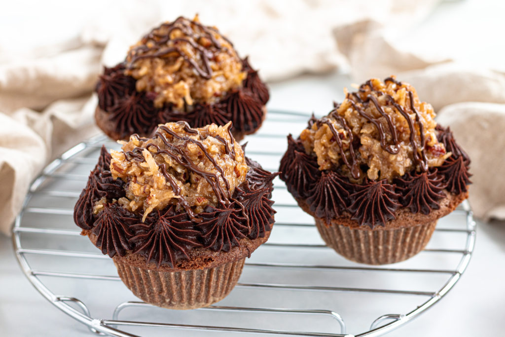 Gluten free german chocolate cupcakes by Sisters Sans Gluten