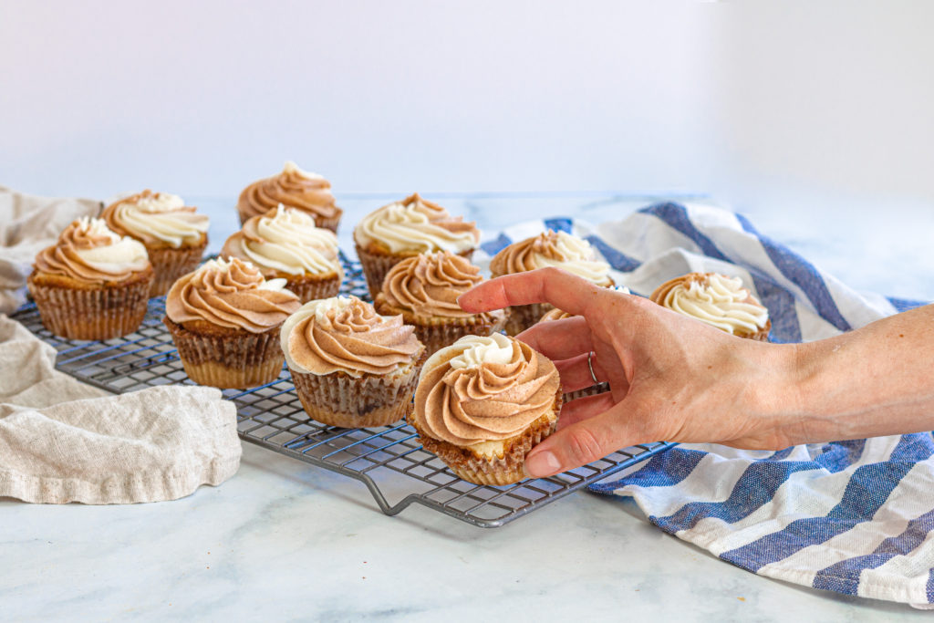 gluten free cinnamon roll cupcakes by Sisters Sans Gluten