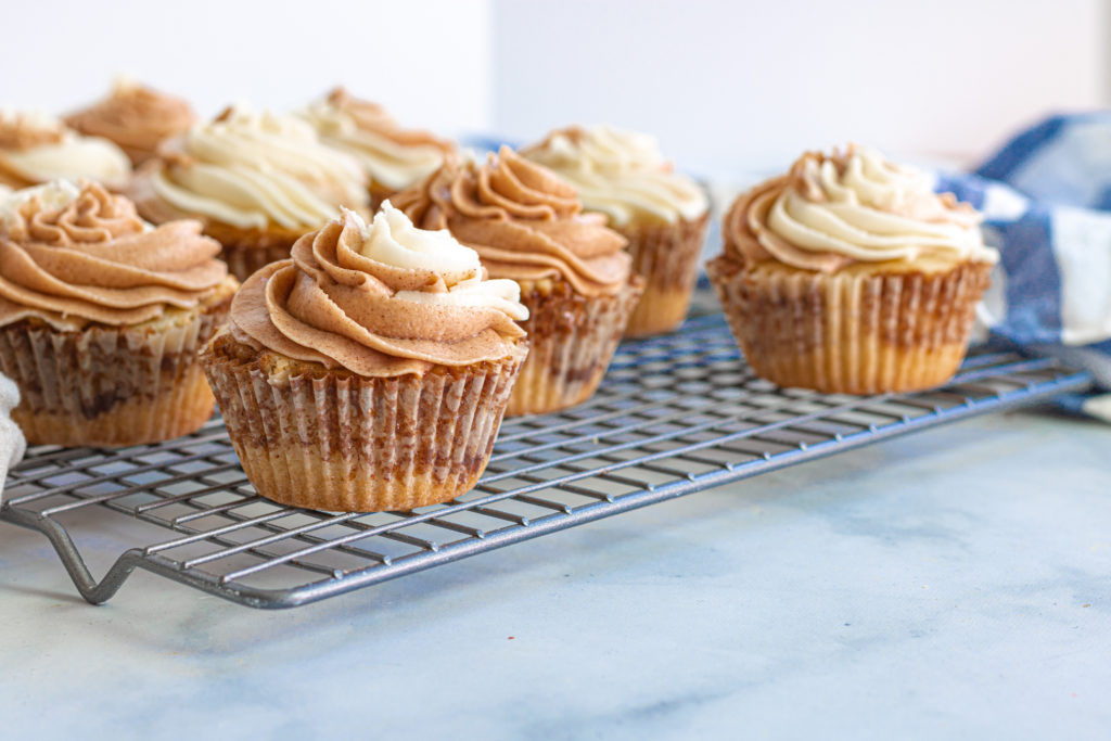 gluten free cinnamon roll cupcakes by Sisters Sans Gluten