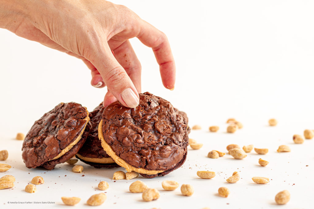 gluten free chocolate peanut butter cookies by sisters sans gluten