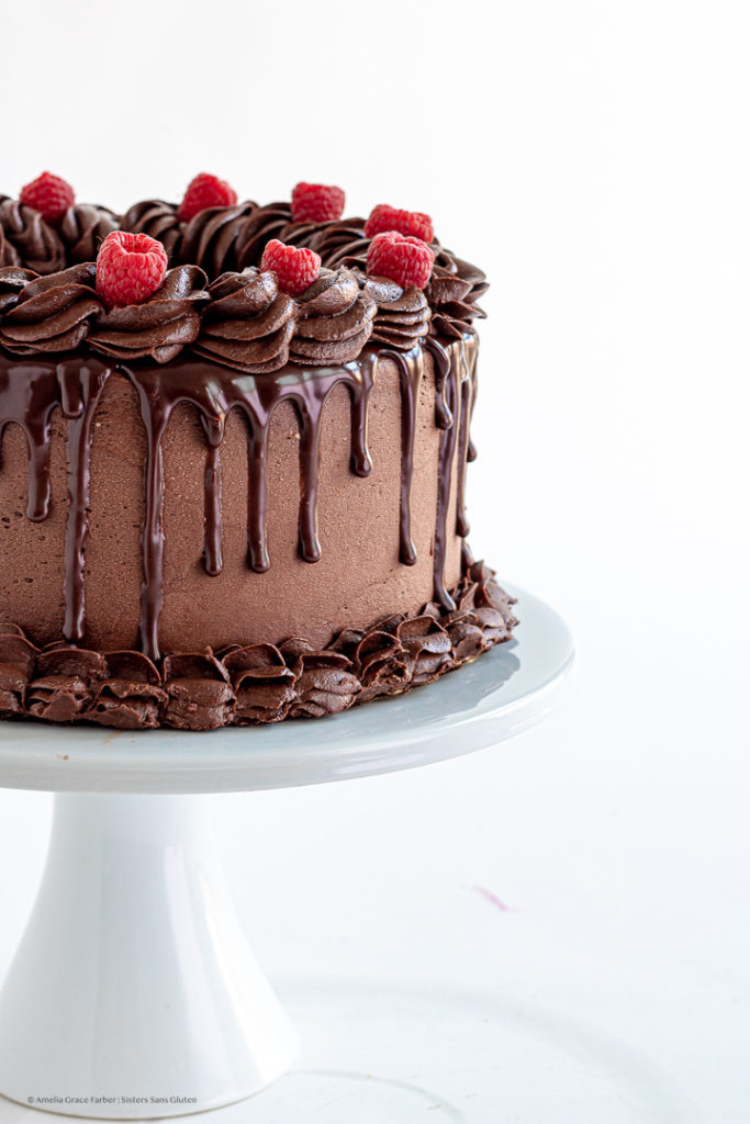 gluten free chocolate raspberry cake by sisters sans gluten