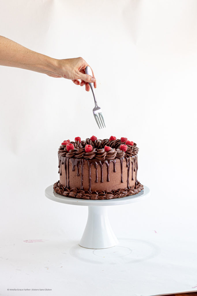 gluten free chocolate raspberry cake by sisters sans gluten