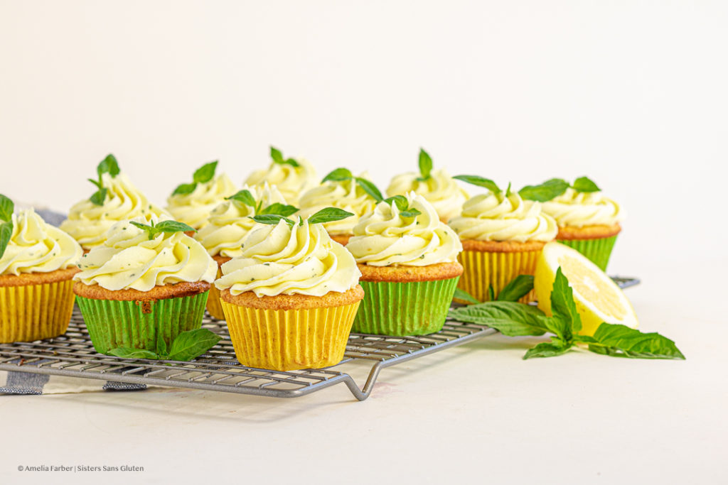 gluten free lemon basil cupcakes by sisters sans gluten