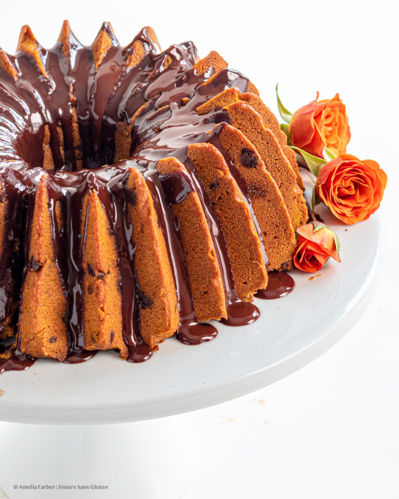 gluten free pumpkin chocolate chip bundt cake by sisters sans gluten