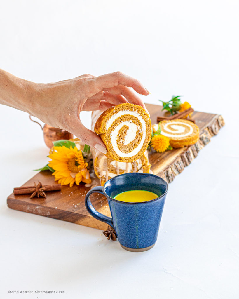 gluten free pumpkin swiss roll by sisters sans gluten