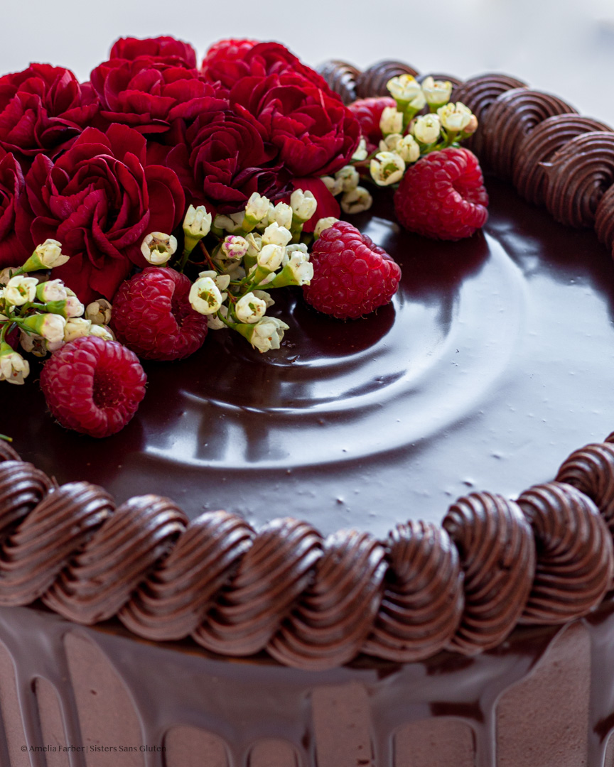 Gluten Free Chocolate Raspberry Layer Cake - Sisters Sans Gluten