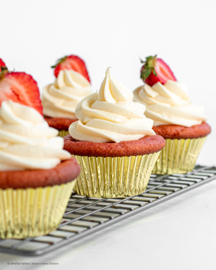gluten free filled strawberry cupcakes by sisters sans gluten