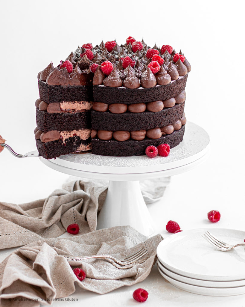 gluten free triple chocolate cake by sisters sans gluten 