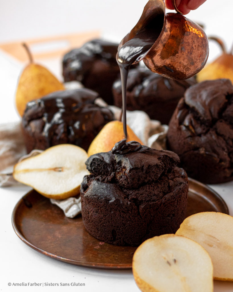 gluten free chocolate pear muffins by sisters sans gluten