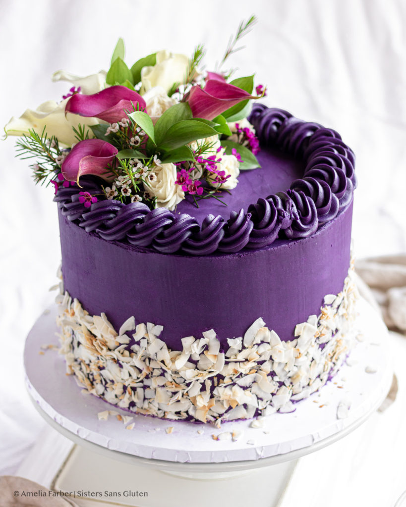 gluten free ube coconut cake by sisters sans gluten