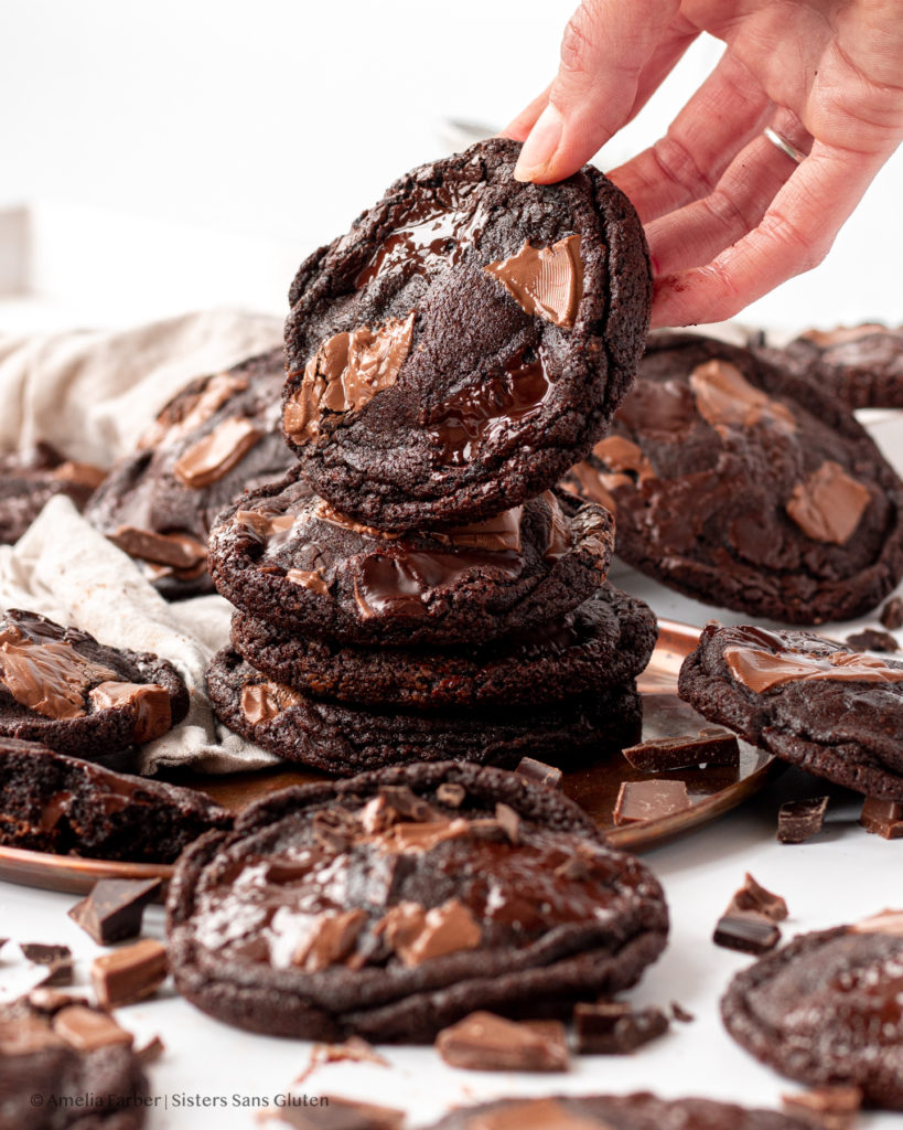 gluten free triple chocolate cookies by sisters sans gluten