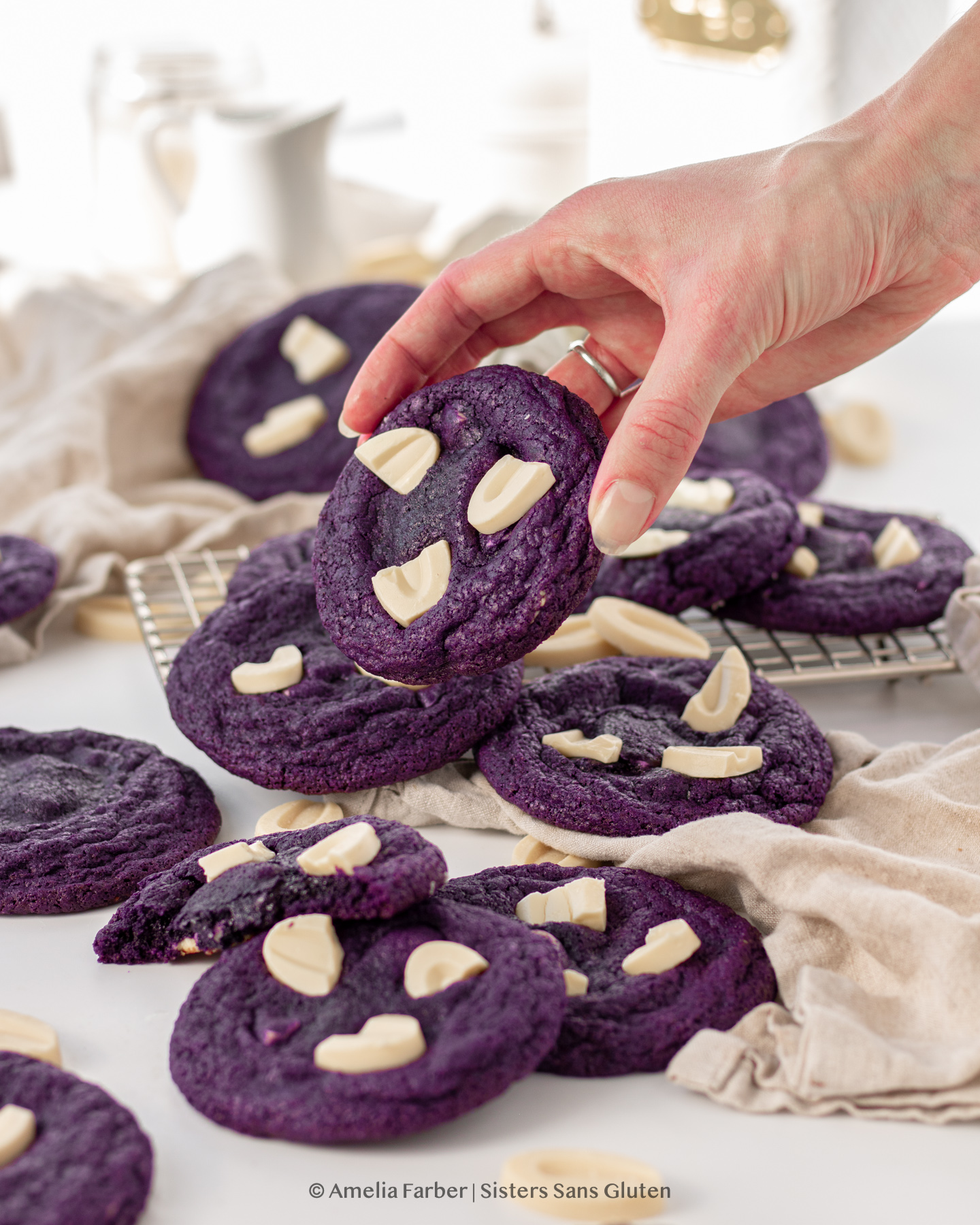 Gluten Free Ube White Chocolate Cookies Sisters Sans Gluten